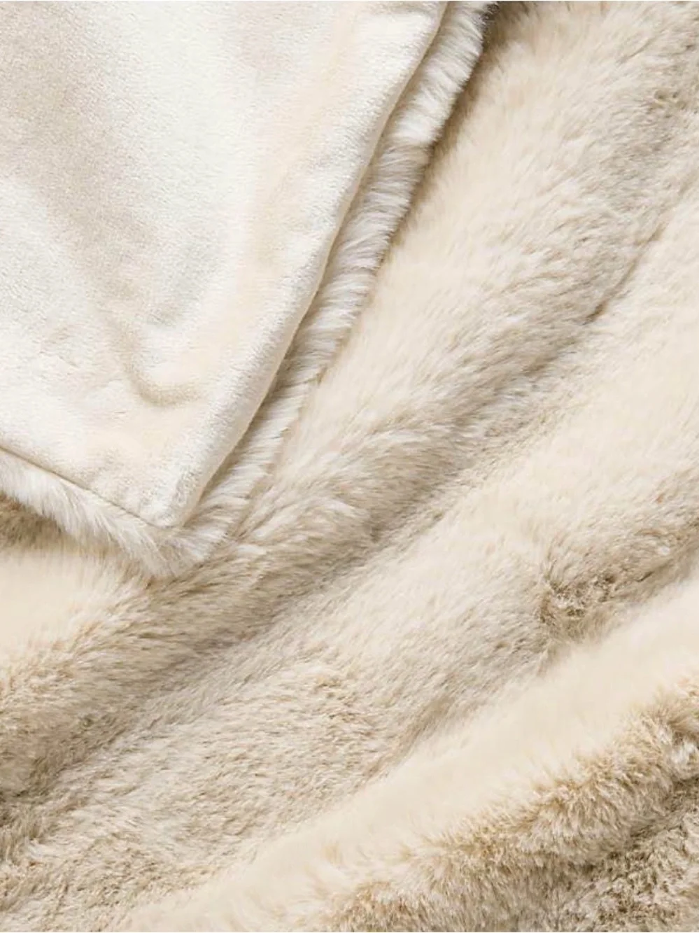 Crate&Barrel Faux Fur Throw in Travertine Beige